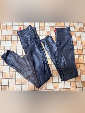 SPANKS  Faux Leather Leggings - Shiny Slim Fit - 2 PACK